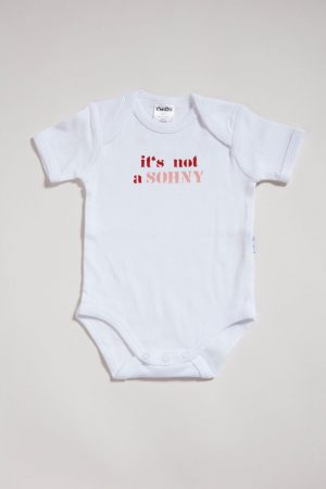 It´s not a Sohny- Strampler aus weisser Biobaumwolle von Elternhaus